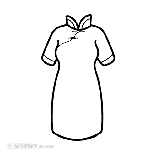旗袍簡筆畫線稿