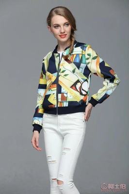 【廠家直銷2016秋冬爆款歐美印花棒球服外套女裝批發Y12】常熟市服裝城悅衣服飾商行 - 產品庫